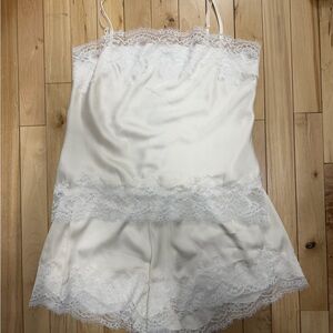 Dynamite Cream Lace Satin Chemise Set